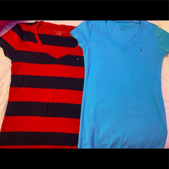 Two Tommy Hilfiger v-neck shirts. - Picture 2 of 2